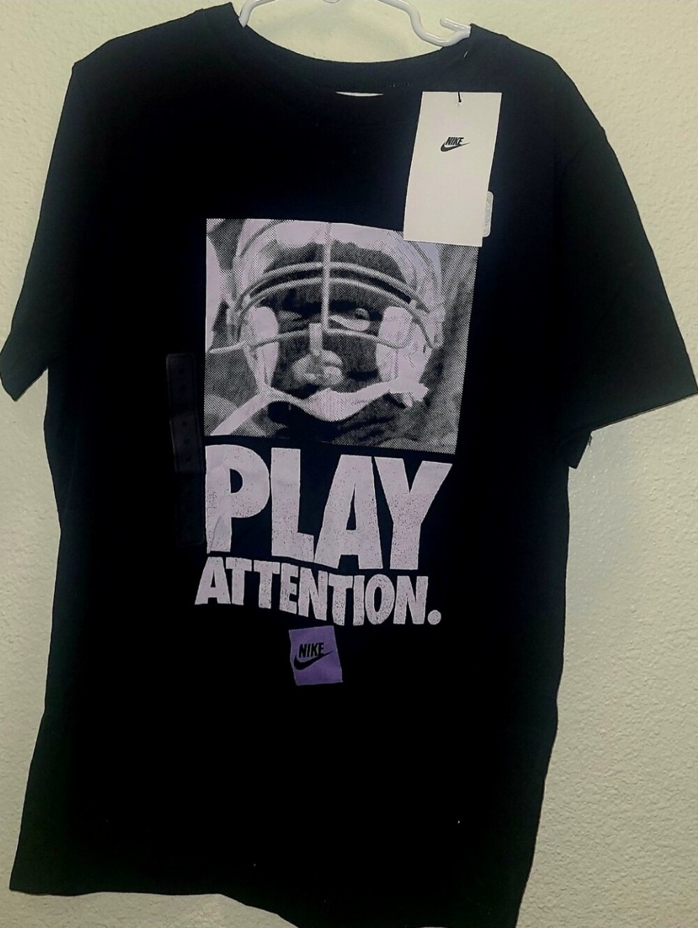 Nike Black Graphic 'Play Attention' Short Sleeve Tee